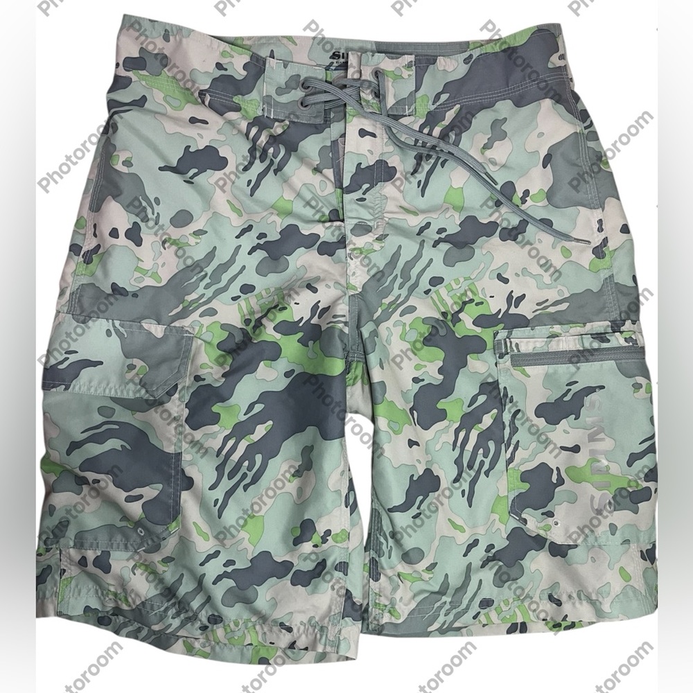 Simms Solarflex Seamount Board Shorts Fishing Surf Regiment Camo Clover Size 32